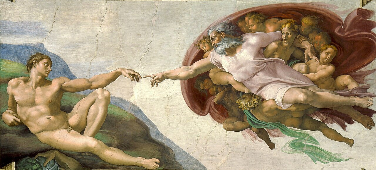 미켈란젤로 부오나로티, 아담의 창조(The Creation of Adam), 1508~1512, 프레스코, 바티칸 시스티나 예배당 소장